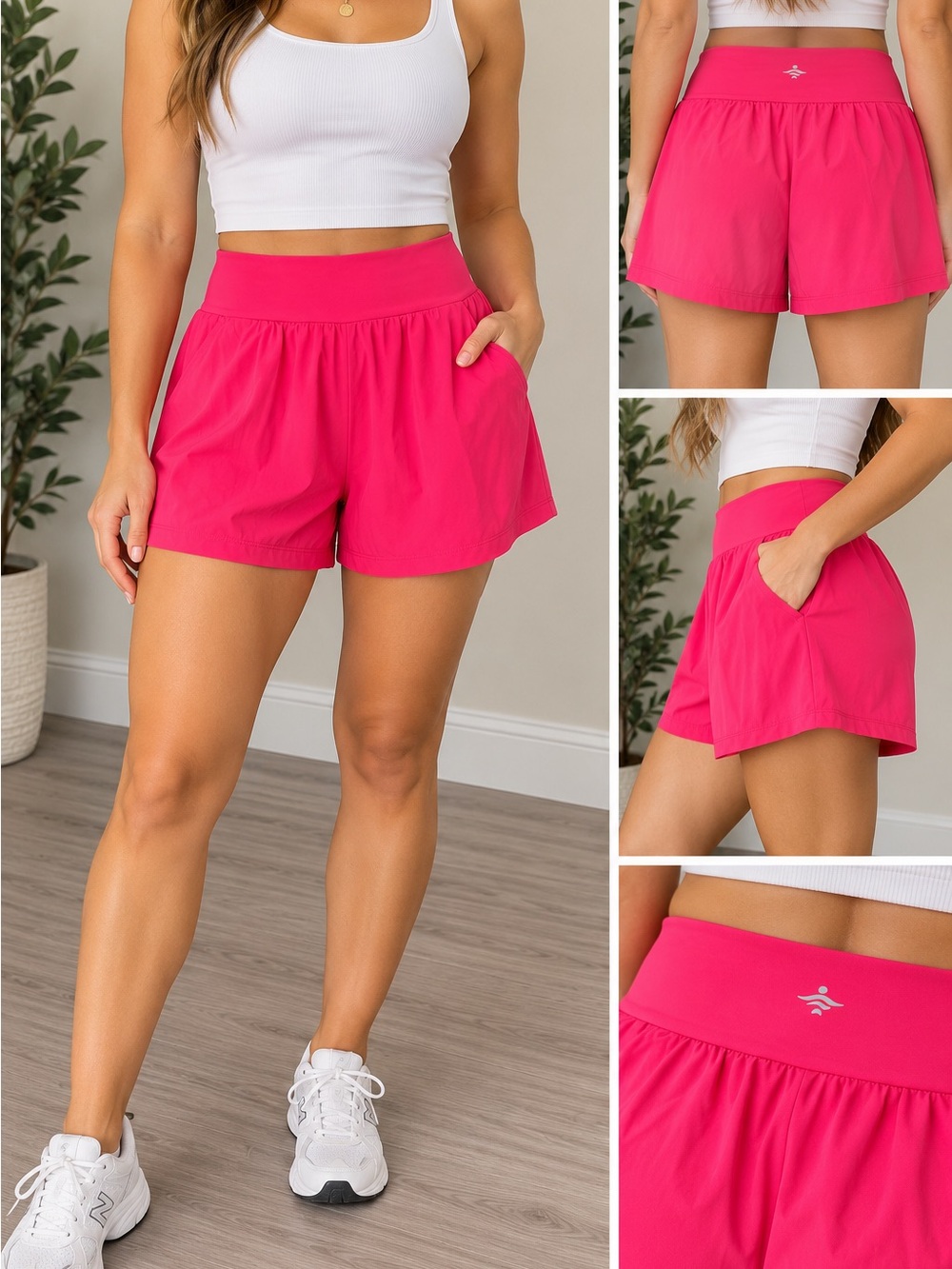 HALARA Hot Pink High-Waist Athletic Shorts